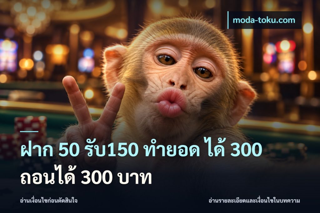 ฝาก 50 รับ150 ทำยอด ได้ 300 ถอนได้ 300 บาท