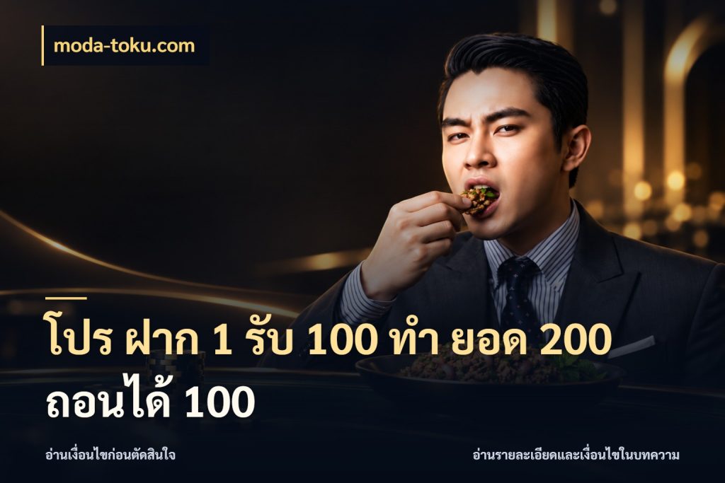 โปร ฝาก 1 รับ 100 ทํา ยอด 200 ถอนได้ 100 moda-toku.com ยอดฝากและยอดรับในมุมของคนชอบลุ้น