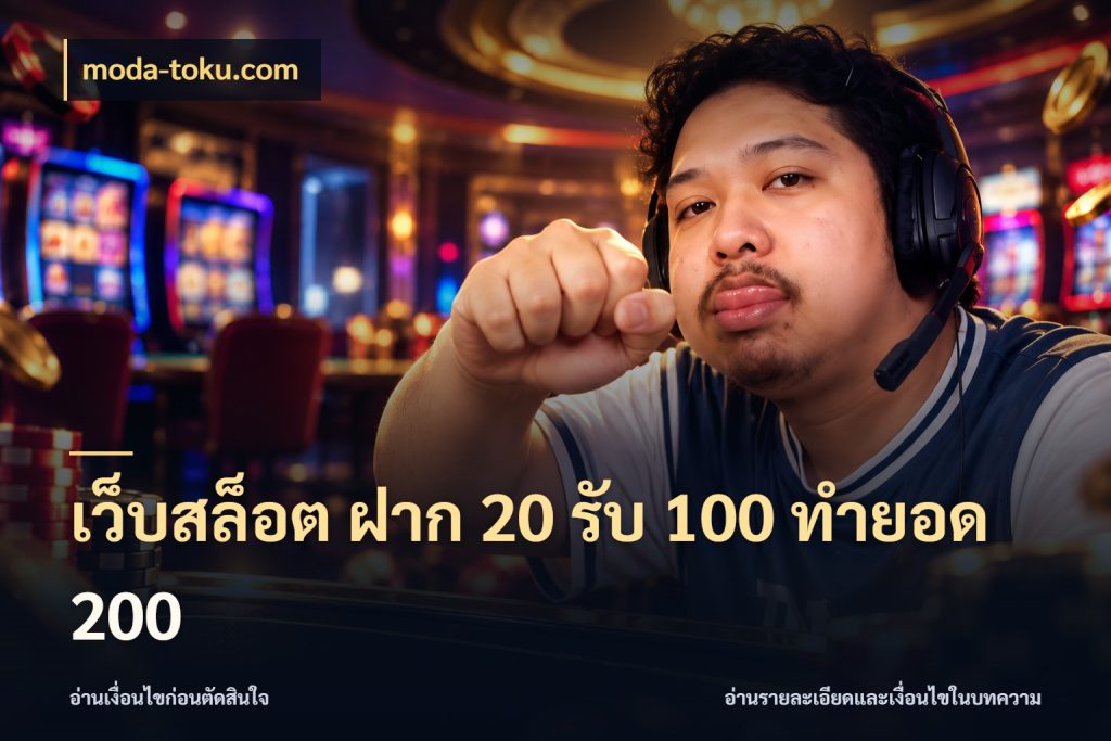 เว็บสล็อต ฝาก 20 รับ 100 ทำยอด 200 โปรยอดรับที่สายเกมสนใจ สไตล์ moda-toku.com