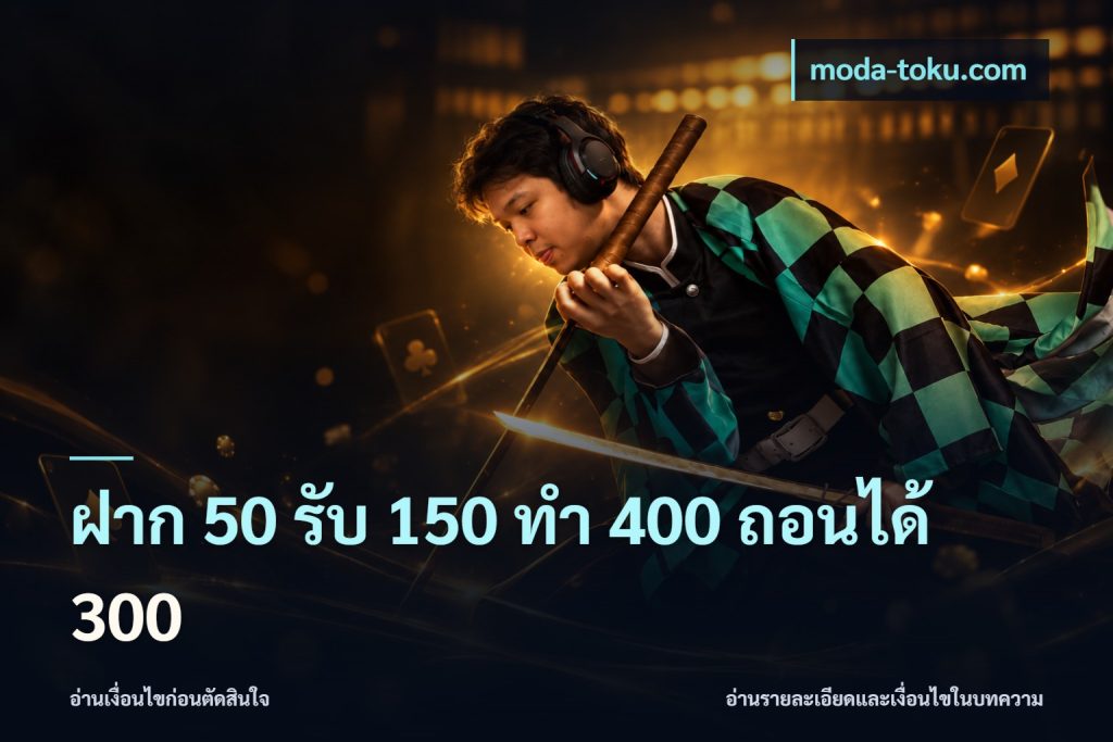 ฝาก 50 รับ 150 ทํา 400 ถอนได้ 300