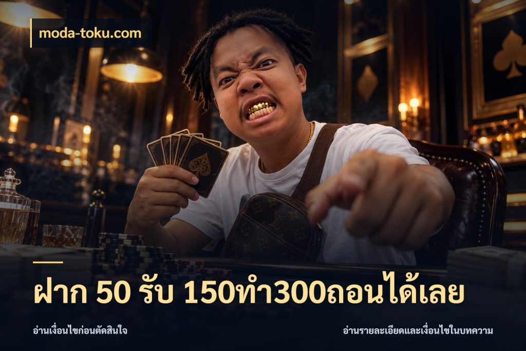 ฝาก 50 รับ 150ทำ300ถอนได้เลย moda-toku.com โปรยอดรับที่สายเกมสนใจ