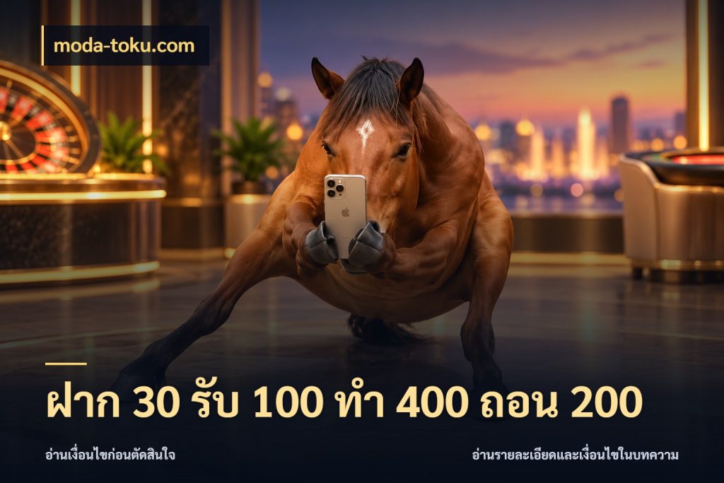 ฝาก 30 รับ 100 ทํา 400 ถอน 200 moda-toku.com โปรกับเกมที่ชอบเลือกให้ตรงสไตล์