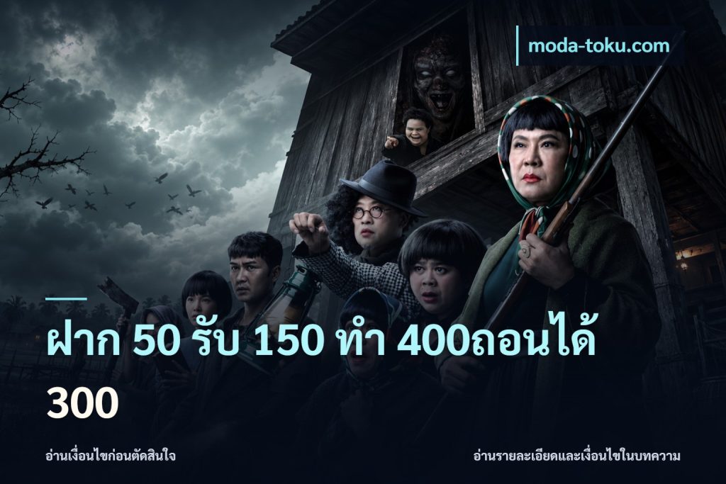 ฝาก 50 รับ 150 ทํา 400ถอนได้ 300