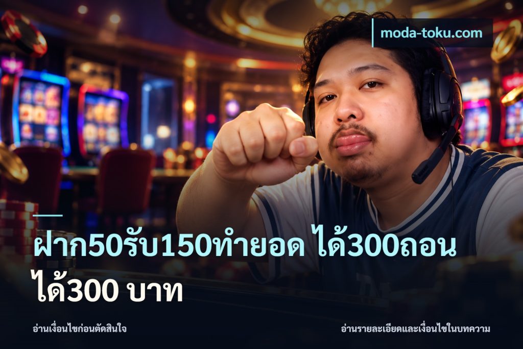 ฝาก50รับ150ทํายอด ได้300ถอนได้300 บาท