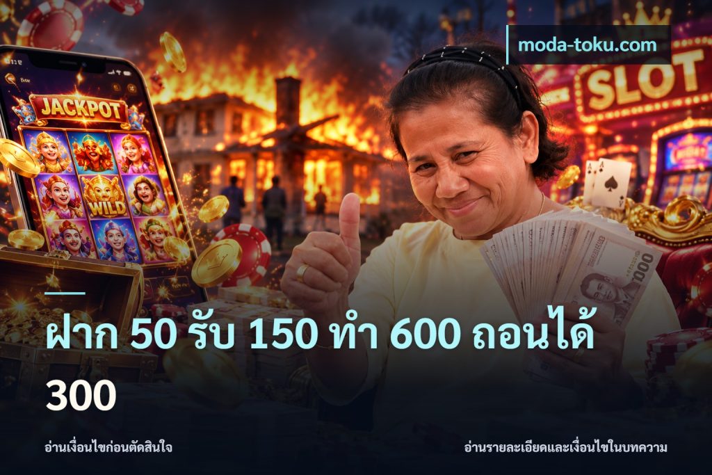 ฝาก 50 รับ 150 ทํา 600 ถอนได้ 300