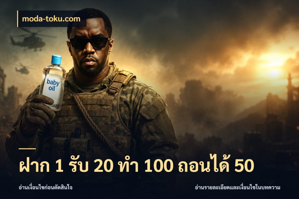 ฝาก 1 รับ 20 ทำ 100 ถอนได้ 50 รูปแบบโบนัสกับสิทธิ์ของสายเกม กับ moda-toku.com