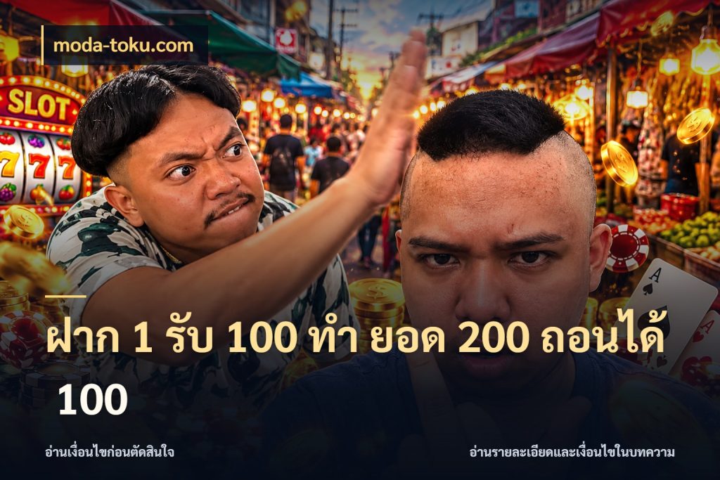 ฝาก 1 รับ 100 ทํา ยอด 200 ถอนได้ 100 รูปแบบโบนัสกับสิทธิ์ของสายเกม กับ moda-toku.com