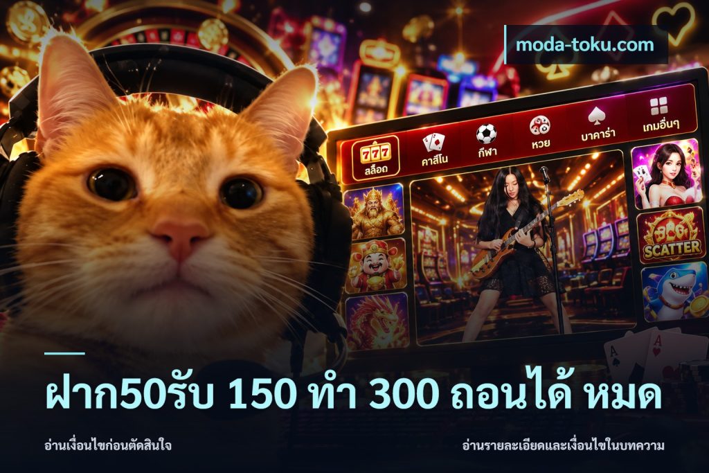 ฝาก50รับ 150 ทำ 300 ถอนได้ หมด