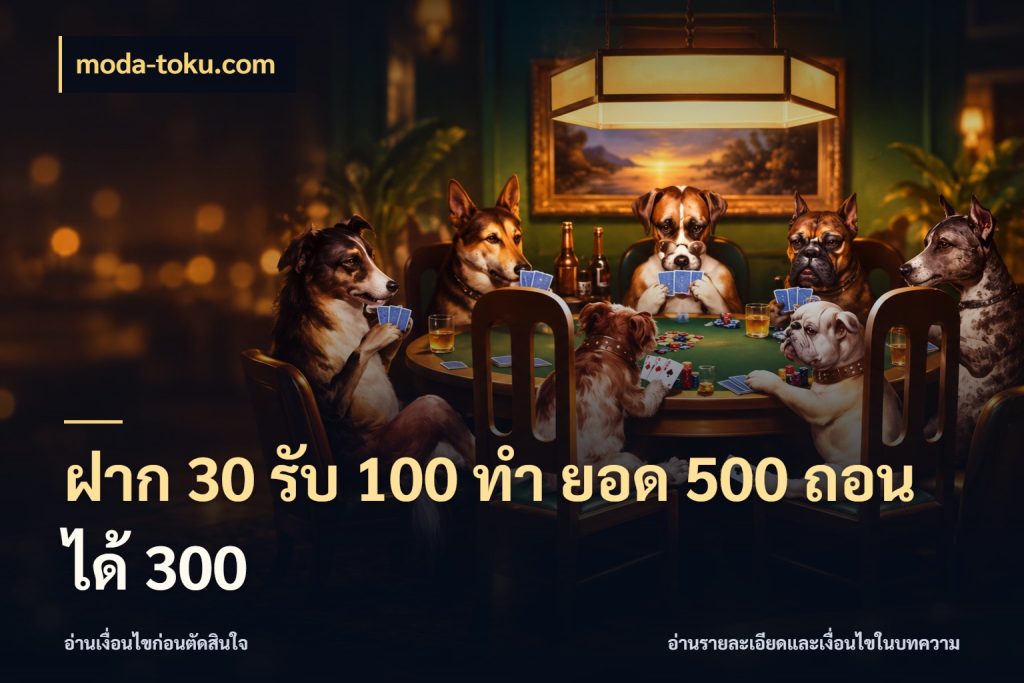 ฝาก 30 รับ 100 ทํา ยอด 500 ถอนได้ 300 โปรยอดรับที่สายเกมสนใจ กับ moda-toku.com