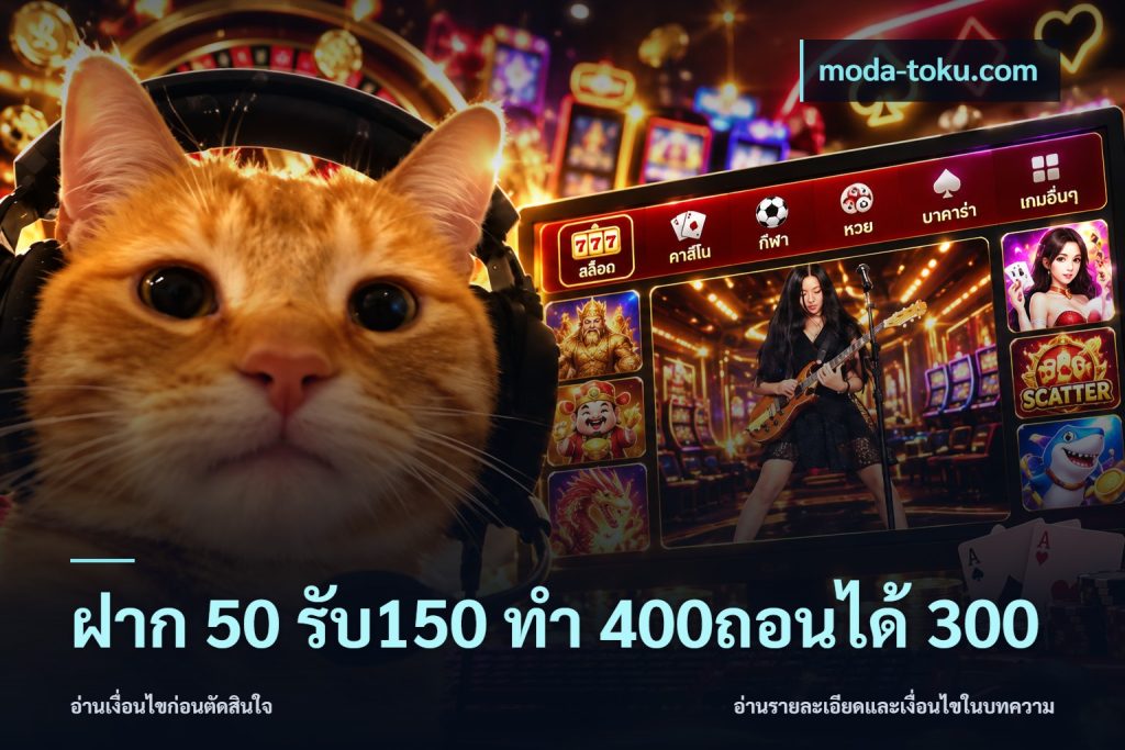 ฝาก 50 รับ150 ทํา 400ถอนได้ 300